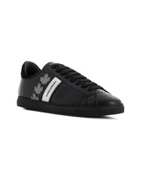 schwarze Leder niedrige Sneakers von DSQUARED2