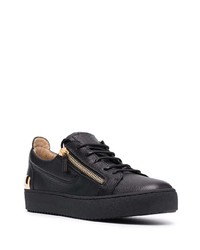 schwarze Leder niedrige Sneakers von Giuseppe Zanotti