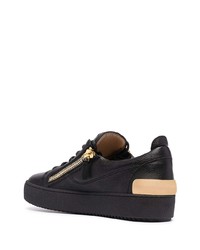 schwarze Leder niedrige Sneakers von Giuseppe Zanotti