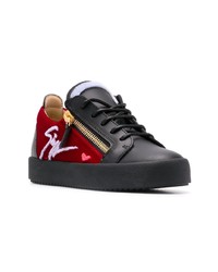 schwarze Leder niedrige Sneakers von Giuseppe Zanotti Design