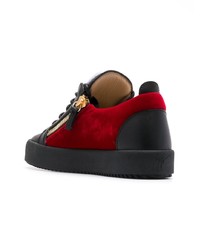 schwarze Leder niedrige Sneakers von Giuseppe Zanotti Design