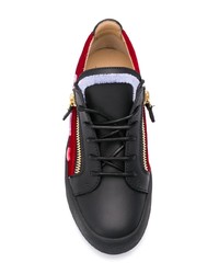 schwarze Leder niedrige Sneakers von Giuseppe Zanotti Design