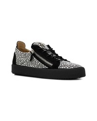 schwarze Leder niedrige Sneakers von Giuseppe Zanotti Design