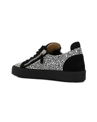 schwarze Leder niedrige Sneakers von Giuseppe Zanotti Design