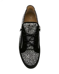 schwarze Leder niedrige Sneakers von Giuseppe Zanotti Design