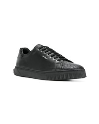 schwarze Leder niedrige Sneakers von Salvatore Ferragamo