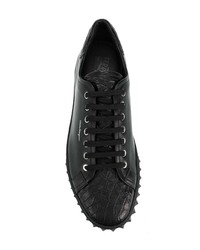 schwarze Leder niedrige Sneakers von Salvatore Ferragamo