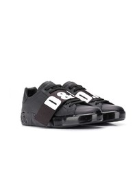 schwarze Leder niedrige Sneakers von Dolce & Gabbana