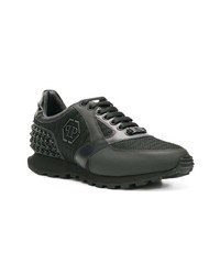 schwarze Leder niedrige Sneakers von Philipp Plein