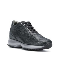 schwarze Leder niedrige Sneakers von Hogan