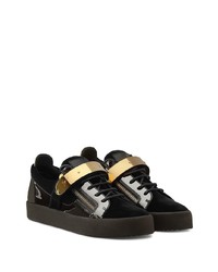 schwarze Leder niedrige Sneakers von Giuseppe Zanotti