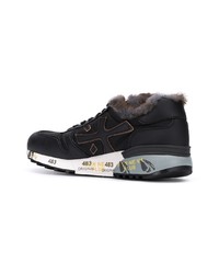 schwarze Leder niedrige Sneakers von White Premiata