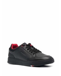 schwarze Leder niedrige Sneakers von Tommy Hilfiger