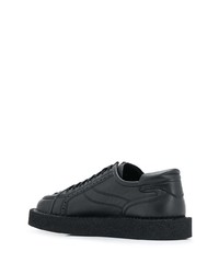 schwarze Leder niedrige Sneakers von Dolce & Gabbana