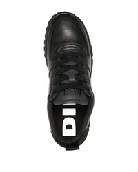 schwarze Leder niedrige Sneakers von Diesel