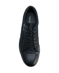 schwarze Leder niedrige Sneakers von Calvin Klein