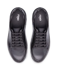 schwarze Leder niedrige Sneakers von Fendi