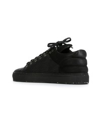 schwarze Leder niedrige Sneakers von Filling Pieces