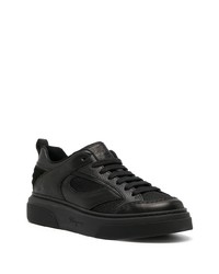 schwarze Leder niedrige Sneakers von Ferragamo