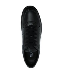 schwarze Leder niedrige Sneakers von Moncler