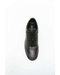 schwarze Leder niedrige Sneakers von Moncler