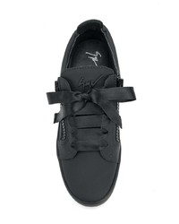 schwarze Leder niedrige Sneakers von Giuseppe Zanotti Design