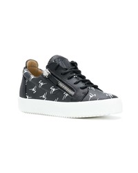 schwarze Leder niedrige Sneakers von Giuseppe Zanotti Design