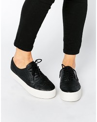 schwarze Leder niedrige Sneakers