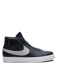 schwarze Leder niedrige Sneakers von Nike