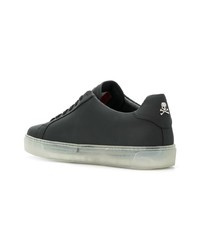 schwarze Leder niedrige Sneakers von Philipp Plein