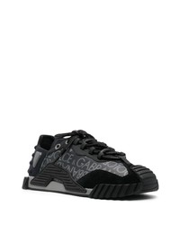 schwarze Leder niedrige Sneakers von Dolce & Gabbana