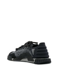 schwarze Leder niedrige Sneakers von Dolce & Gabbana