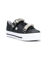 schwarze Leder niedrige Sneakers von Converse