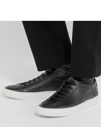 schwarze Leder niedrige Sneakers von Common Projects