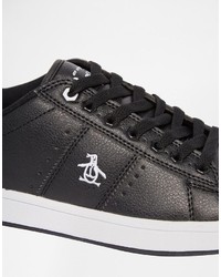 schwarze Leder niedrige Sneakers von Original Penguin