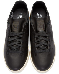 schwarze Leder niedrige Sneakers von adidas