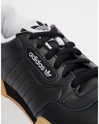 schwarze Leder niedrige Sneakers von adidas