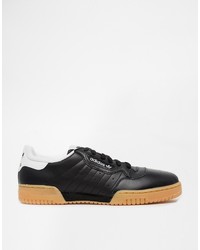 schwarze Leder niedrige Sneakers von adidas