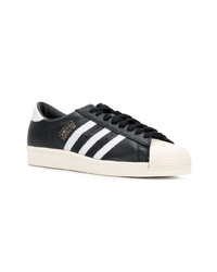 schwarze Leder niedrige Sneakers von adidas