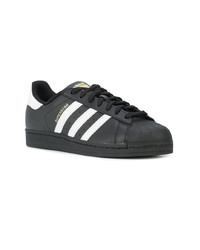 schwarze Leder niedrige Sneakers von adidas