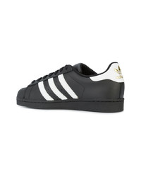 schwarze Leder niedrige Sneakers von adidas