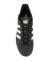 schwarze Leder niedrige Sneakers von adidas