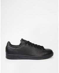 schwarze Leder niedrige Sneakers von adidas