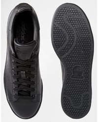 schwarze Leder niedrige Sneakers von adidas