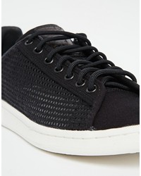 schwarze Leder niedrige Sneakers von adidas