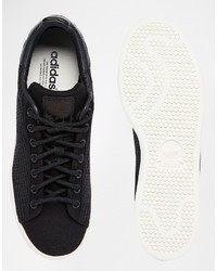 schwarze Leder niedrige Sneakers von adidas