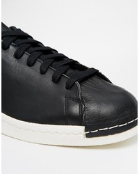 schwarze Leder niedrige Sneakers von adidas