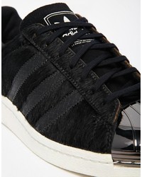 schwarze Leder niedrige Sneakers von adidas