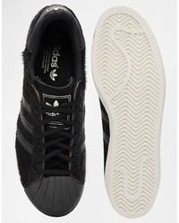 schwarze Leder niedrige Sneakers von adidas