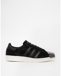 schwarze Leder niedrige Sneakers von adidas